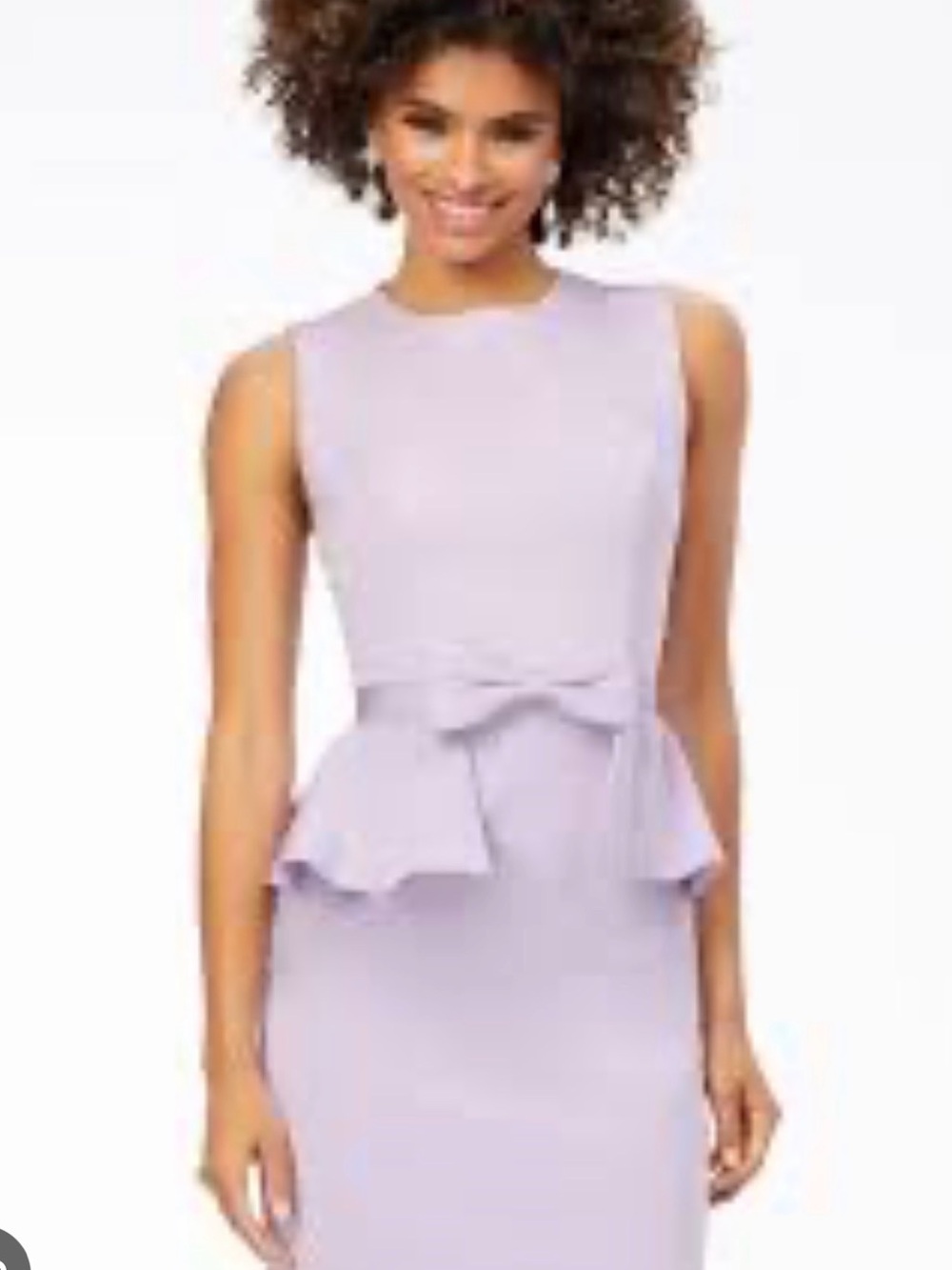 Sleeveless Lavender Peplum Bow Sheath Dress
